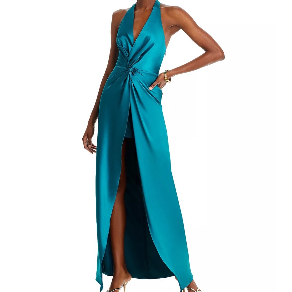 Turquoise satin gown